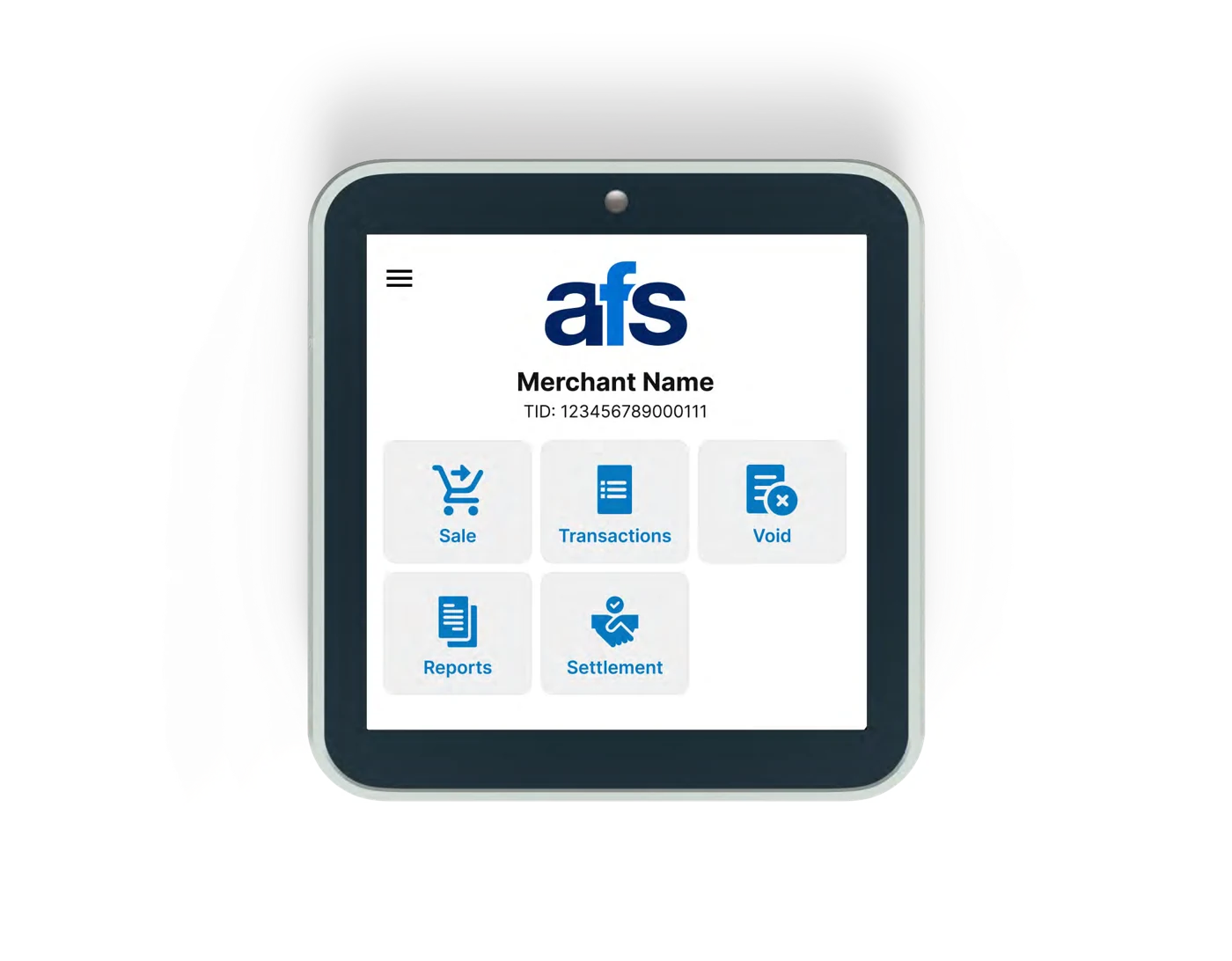 AFS Lite Mini POS front view with card slot and speaker