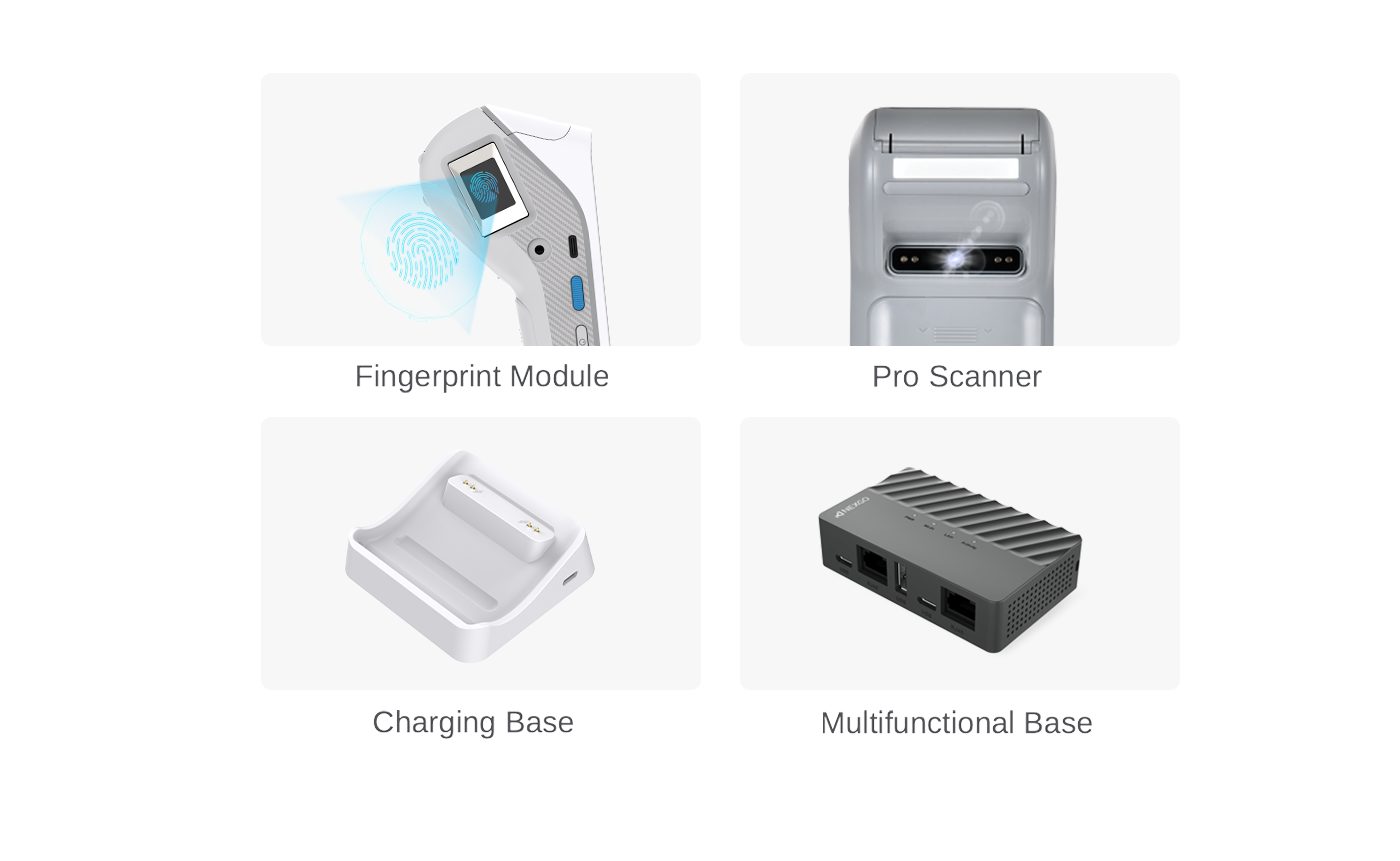 PayTree Next accessories including scanner and charging base