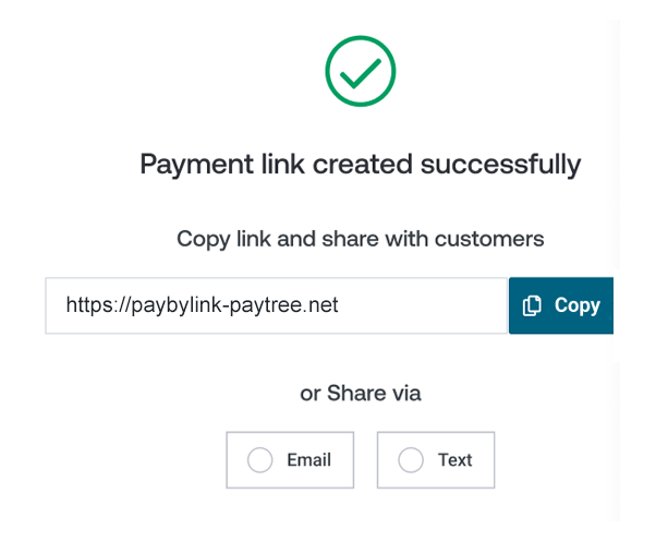 Pay by Link payment request sent over SMS or chat